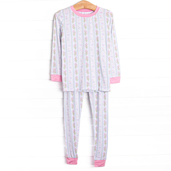 Rabbits and Ribbons Bamboo Pajama Set, Pink