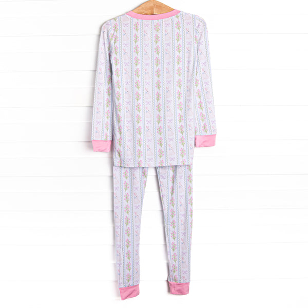 Rabbits and Ribbons Bamboo Pajama Set, Pink