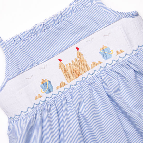 Castle Construction Smocked Ruffle Short Set, Blue