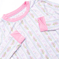 Rabbits and Ribbons Bamboo Pajama Set, Pink