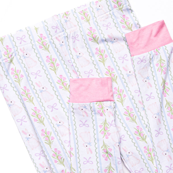 Rabbits and Ribbons Bamboo Pajama Set, Pink