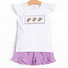 Butterfly Blossom Smocked Short Set, Purple