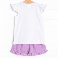 Butterfly Blossom Smocked Short Set, Purple
