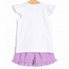 Butterfly Blossom Smocked Short Set, Purple