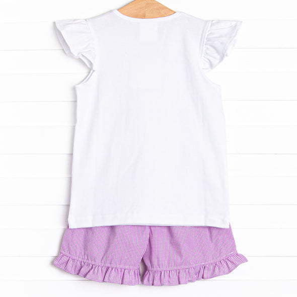 Butterfly Blossom Smocked Short Set, Purple