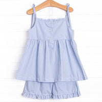 Castle Construction Smocked Ruffle Short Set, Blue