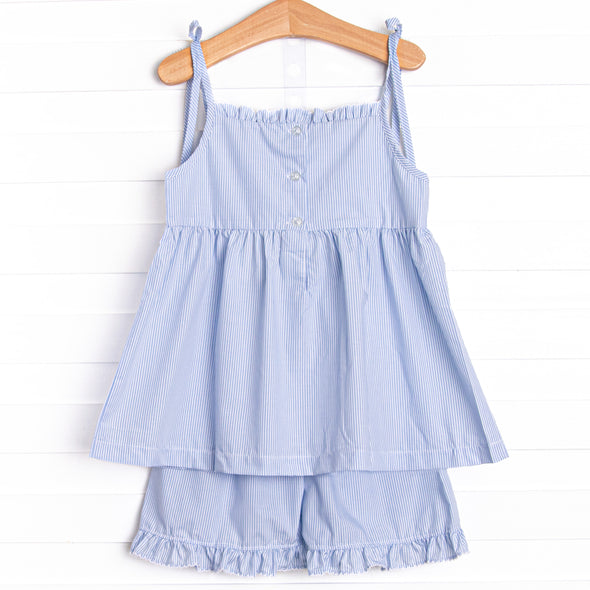 Castle Construction Smocked Ruffle Short Set, Blue