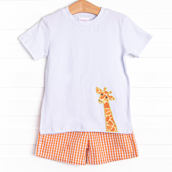 Wildlife Watch Applique Short Set, Orange