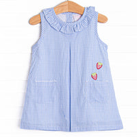 Berry Good Time Applique Pocket Dress, Blue