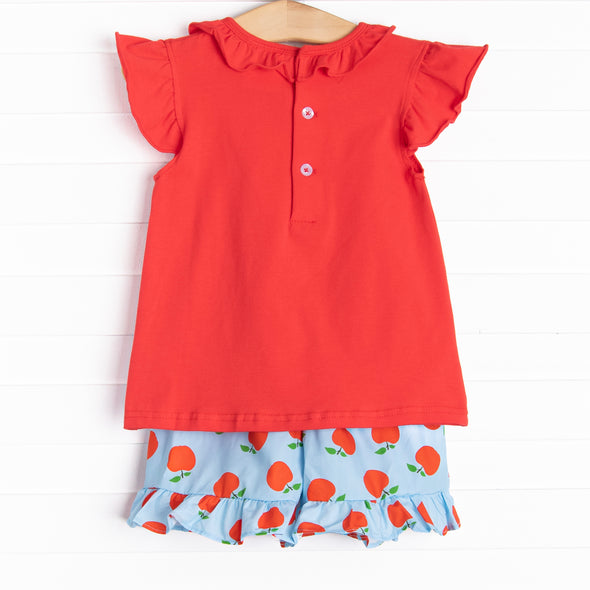 Bonnie Appleseed Ruffle Short Set, Red