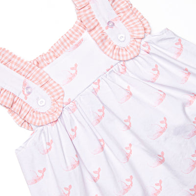 Watercolor Whales Ruffle Short Set, Pink