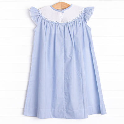 Castle Construction Smocked Bishop Dress, Blue