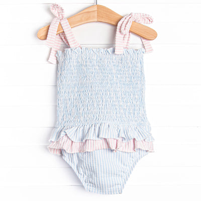 Simply Seersucker One Piece, Blue