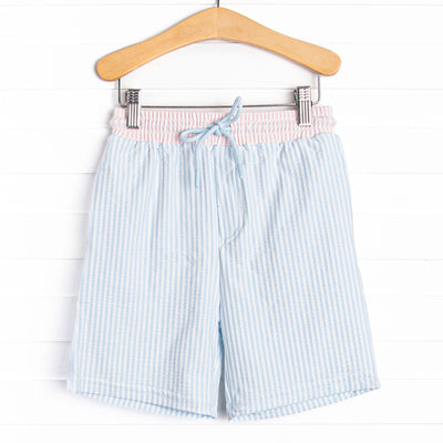Simply Seersucker Swim Trunks, Blue