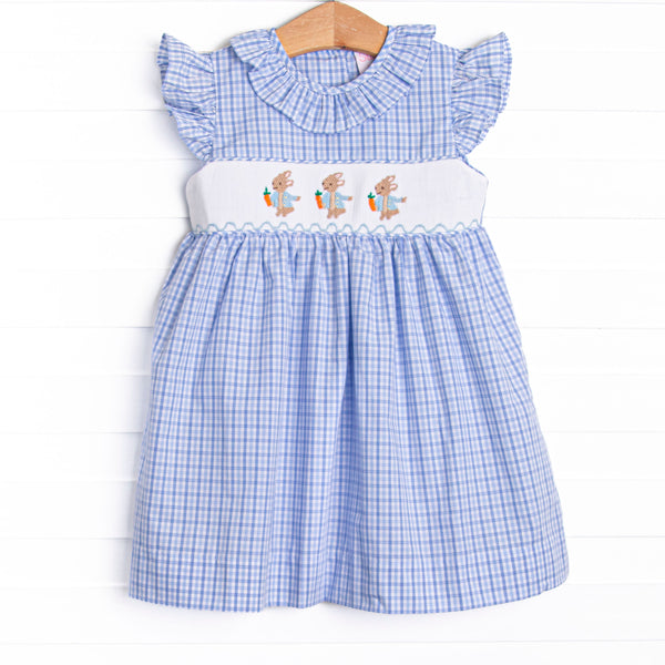 Storytime Snack Smocked Dress, Blue