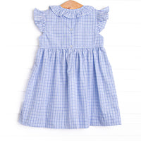 Storytime Snack Smocked Dress, Blue