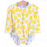 Lakeside Lemonade Long Sleeve One Piece Rash Guard, Blue