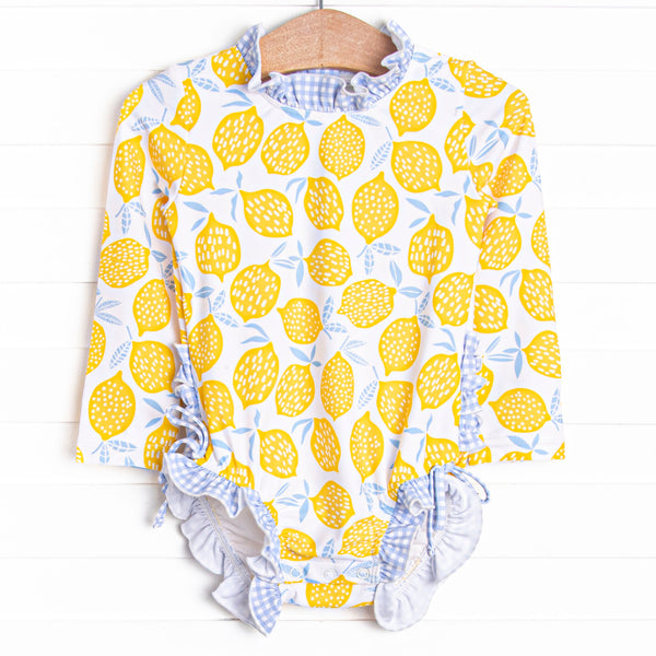 Lakeside Lemonade Long Sleeve One Piece Rash Guard, Blue