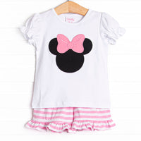 Miss Mouse Ruffle Short Set, Pink