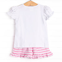 Miss Mouse Ruffle Short Set, Pink