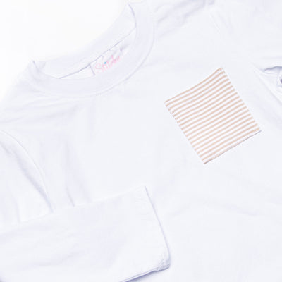 Evan Pant Set, White and Tan Stripe