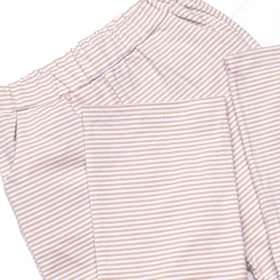 Evan Pant Set, White and Tan Stripe