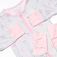 Pinstripe Picks Bamboo Zippy Pajama, Green