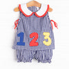 Easy As 1, 2, 3 Applique Bloomer Set, Navy Blue