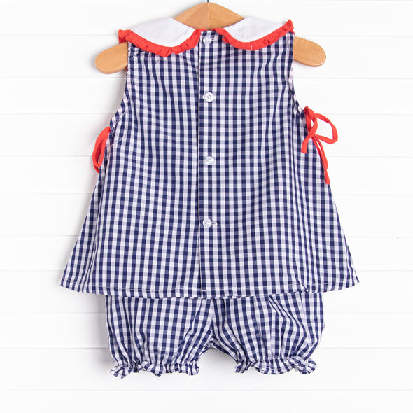 Easy As 1, 2, 3 Applique Bloomer Set, Navy Blue