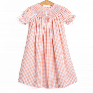 smocked cross dress Girl's Faith and Flowers Smocked Bishop Dress in Pink size 18M