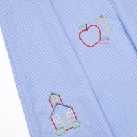 School House Embroidered Dress, Blue