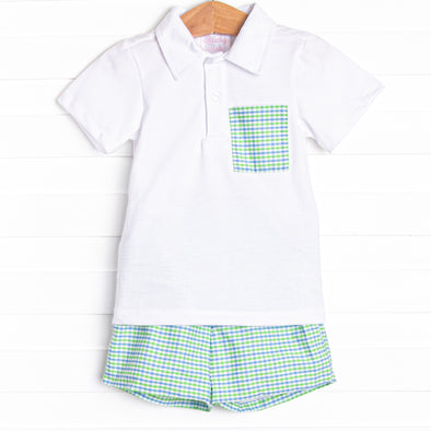 Perfectly Plaid Short Set, Green