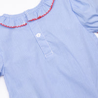 School House Embroidered Dress, Blue