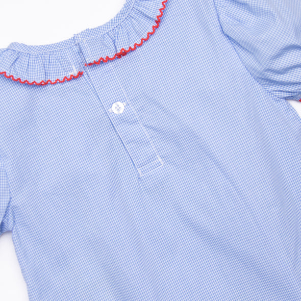School House Embroidered Dress, Blue