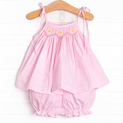 Darling Daisies Smocked Bloomer Set, Pink