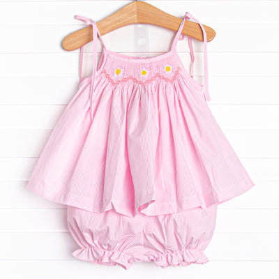 Darling Daisies Smocked Bloomer Set, Pink