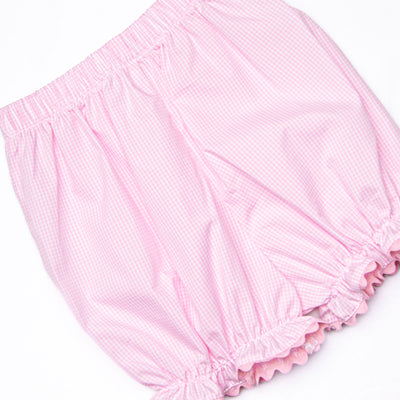 Christmas Tree Trio Smocked Bloomer Set, Pink Gingham