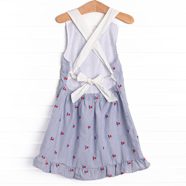 High Flying Flag Embroidered Dress, Blue