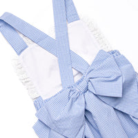 Harvest Hoppers Embroidered Ruffle Bubble, Blue Gingham