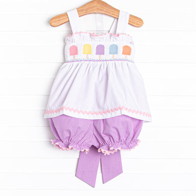 Tuesday Treats Smocked Bloomer Set, Purple