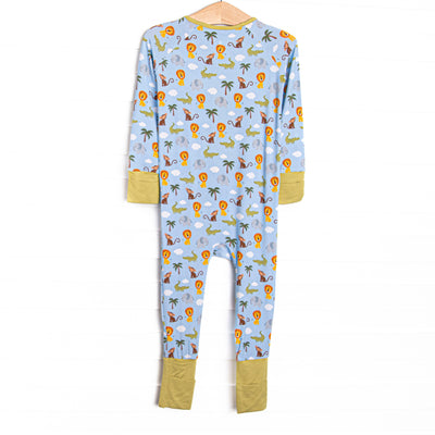 Bedtime Story Safari Bamboo Zippy Pajama, Blue