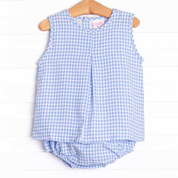 Tatum Diaper Set, Blue Gingham