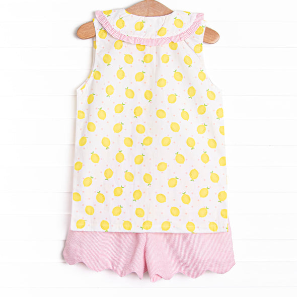 Lemonade Lady Ruffle Short Set, Pink