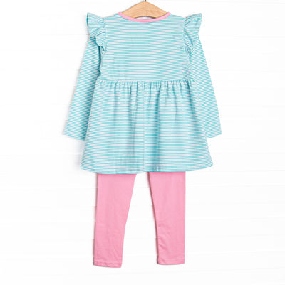 Everly Long Sleeve Legging Set, Pink and Mint Stripe