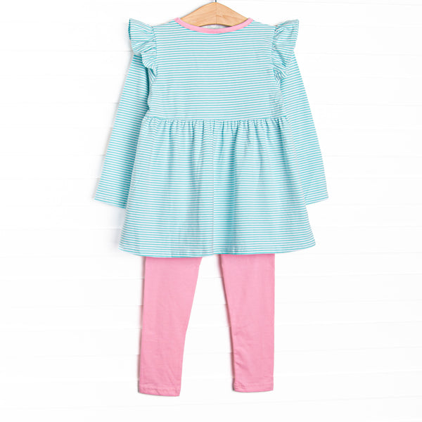 Everly Long Sleeve Legging Set, Pink and Mint Stripe