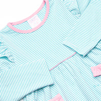 Everly Long Sleeve Legging Set, Pink and Mint Stripe