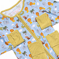 Bedtime Story Safari Bamboo Zippy Pajama, Blue