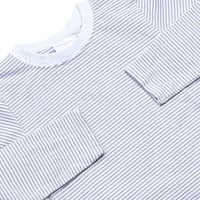 Charles Long Sleeve Pant Set, Pale Blue and Slate Blue Stripe