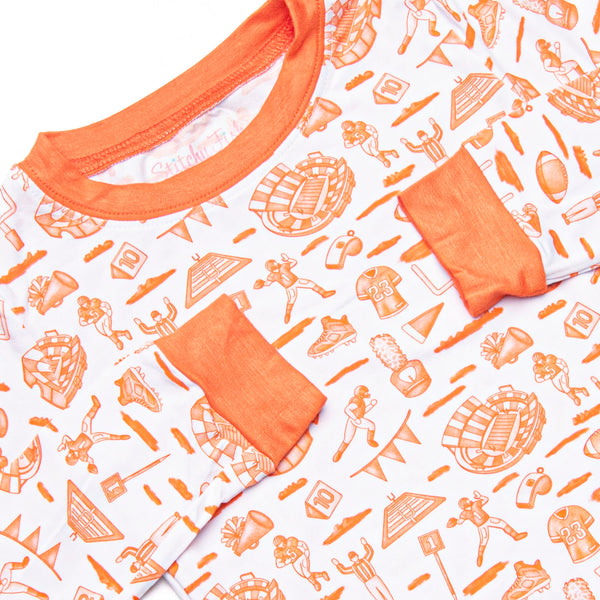 Tailgates and Touchdowns Bamboo Pajama Set, Orange