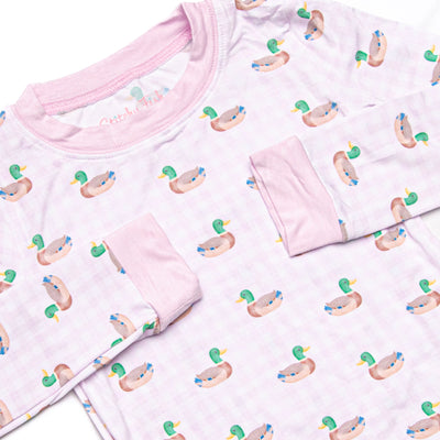 Pondside Picnic Bamboo Pajama Set, Pink